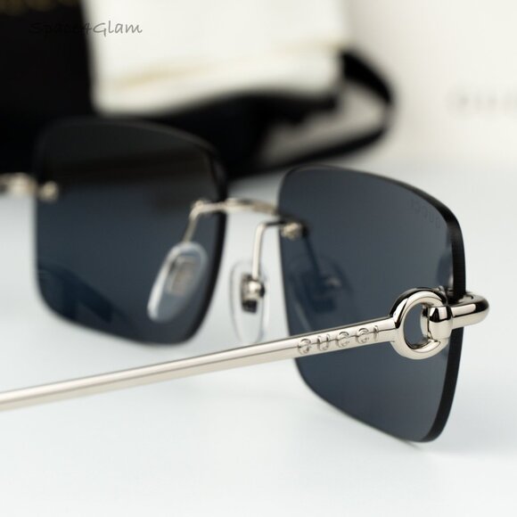 Gucci Women Sunglasses Silver Blue Rectangle GG1703S 003 BRAND NEW - Picture 5 of 12
